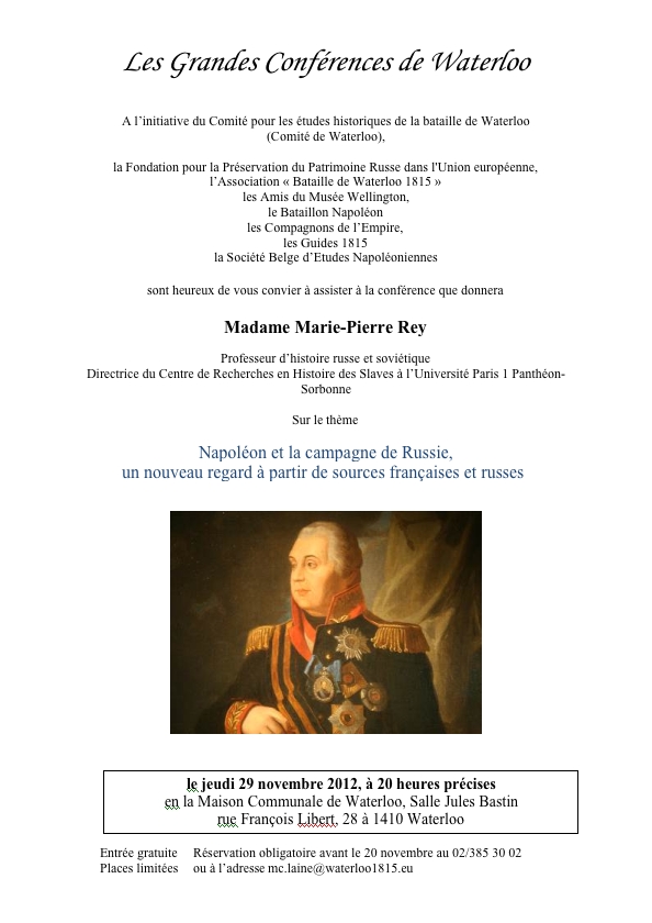 RC Conférence. Napoléon et la campagne de Russie. Marie-Pierre Rey. 2012-11-29